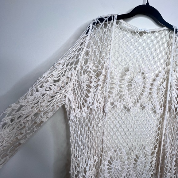 Sky and Sparrow Crochet Duster Midi Cardigan Coverup Festival Boho Beachy L/XL - Picture 4 of 12